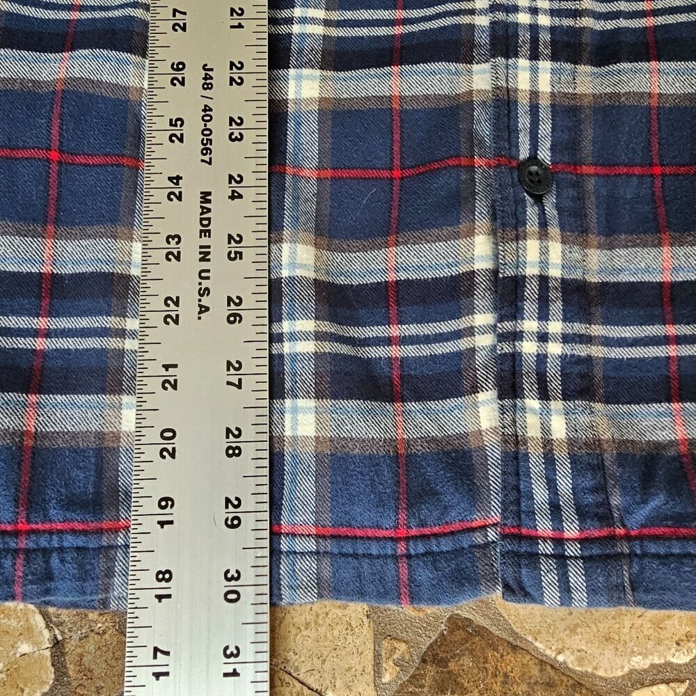 L.L. Bean Mens Fleece Lined Flannel Shirt, Blue Plaid, Cotton, Size Medium - Picture 9 of 9
